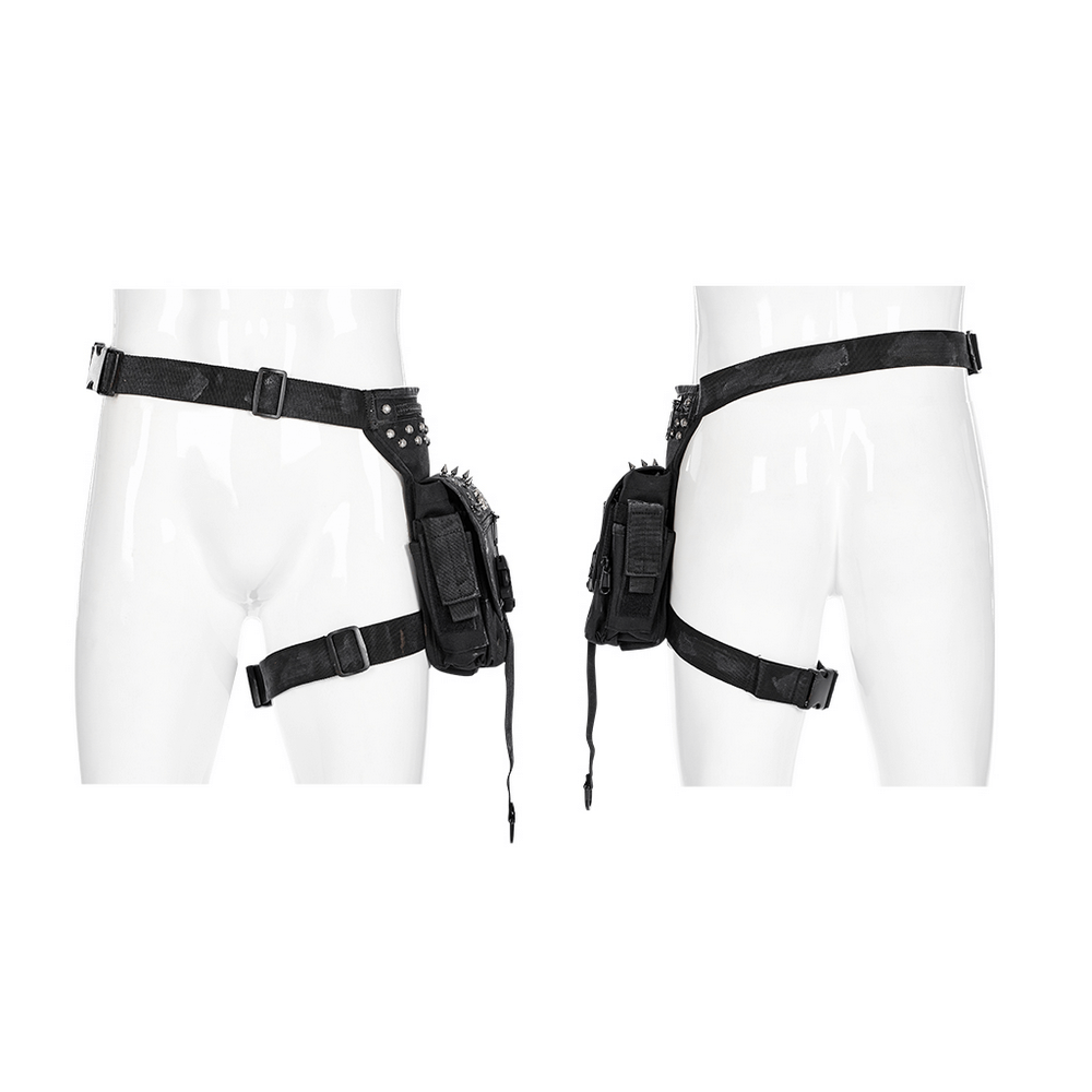 Punk Apocalypse Waist Bag with Rivets and Zippers