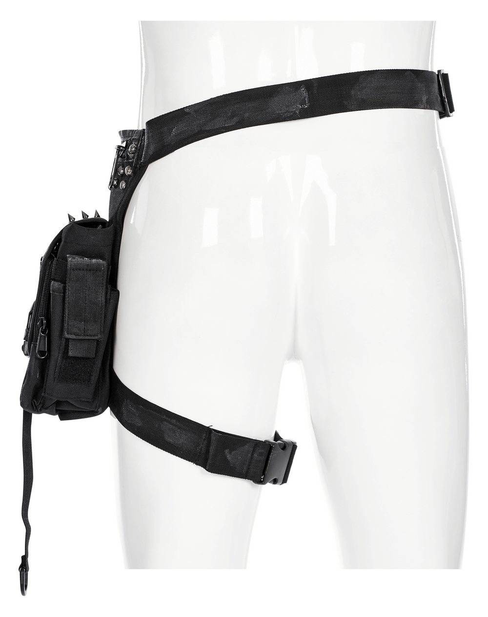 Punk Apocalypse Waist Bag with Rivets and Zippers