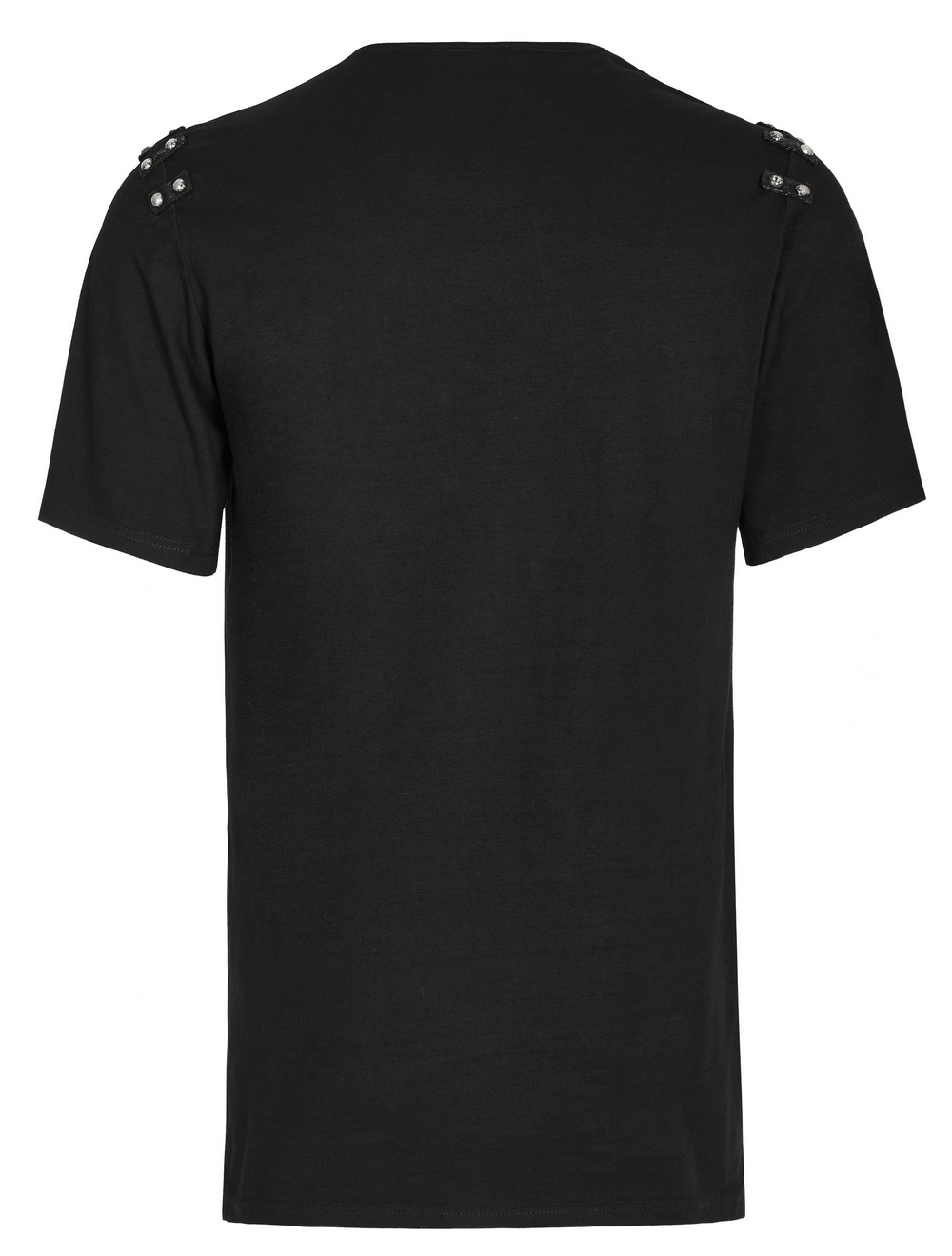 Punk Asymmetric Cracked Leather T-Shirt with Rivets