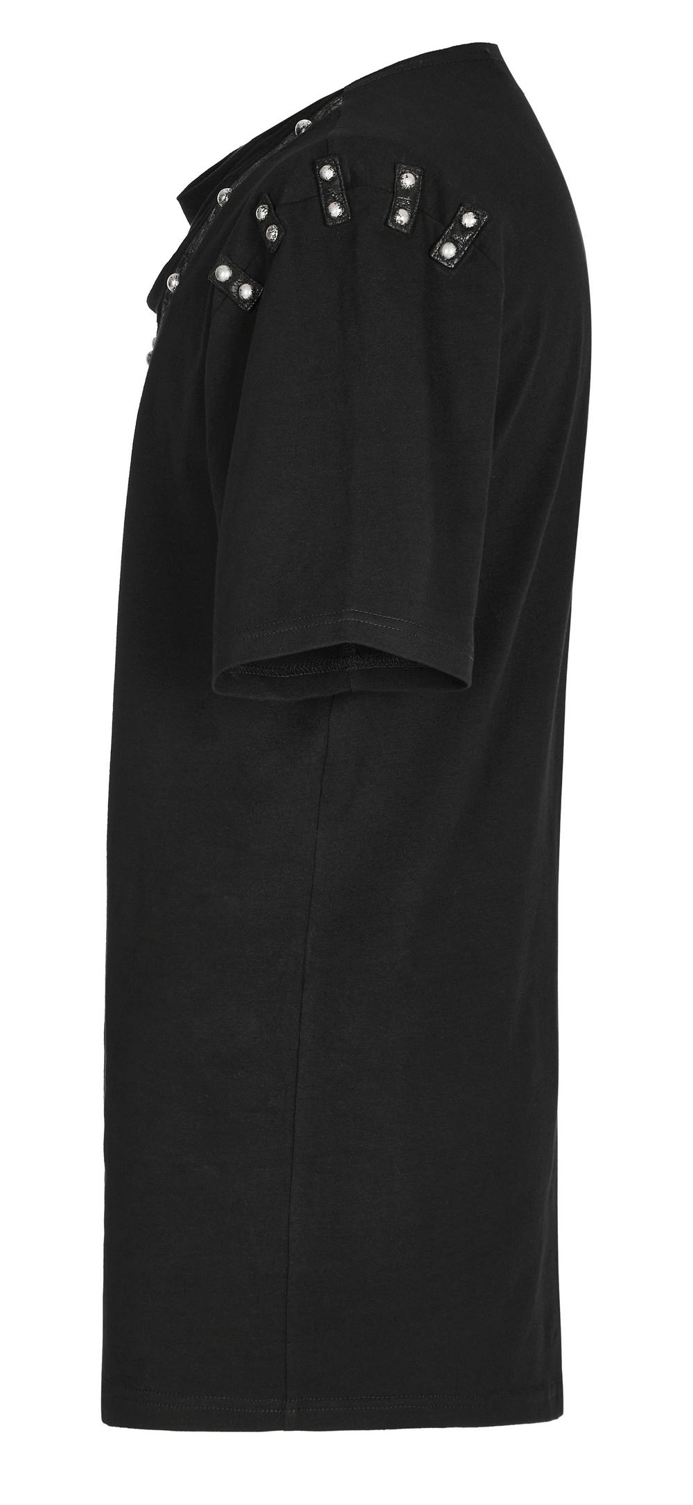 Punk Asymmetric Cracked Leather T-Shirt with Rivets