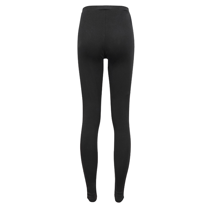 Punk Asymmetrical Stretch Trousers with Print for Lady / Fashion Women‘s Black Leggings