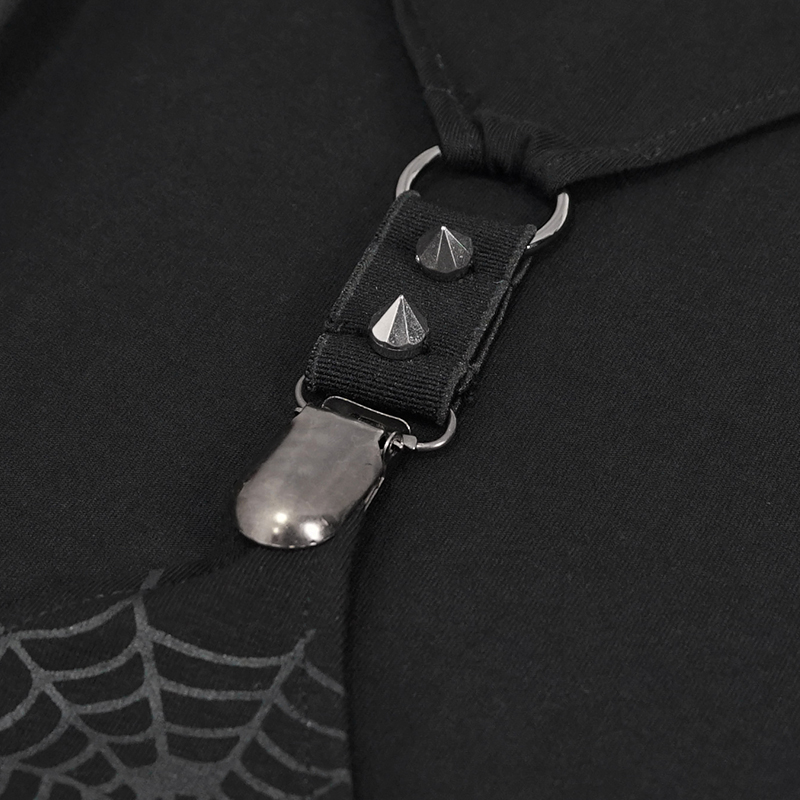 Punk Asymmetrical Stretch Trousers with Print for Lady / Fashion Women‘s Black Leggings