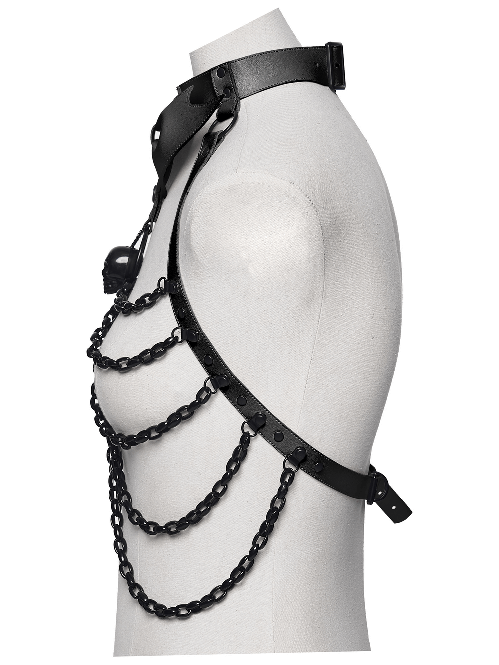Punk Bat Skull Chain Harness with Detachable Bow