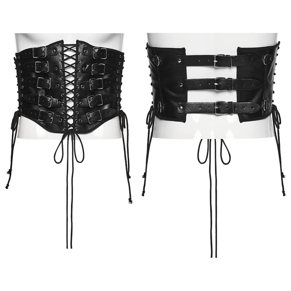 Punk Black Corset Belt with Buckles and Laces