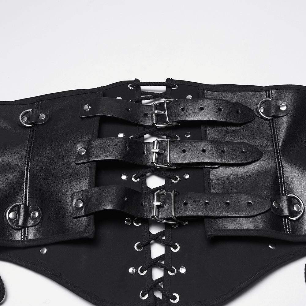 Punk Black Corset Belt with Buckles and Laces