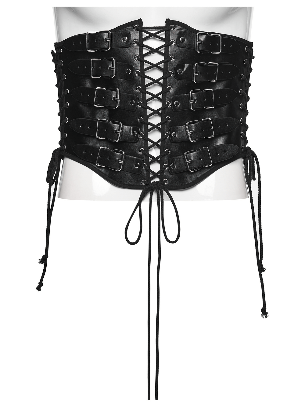 Punk Black Corset Belt with Buckles and Laces