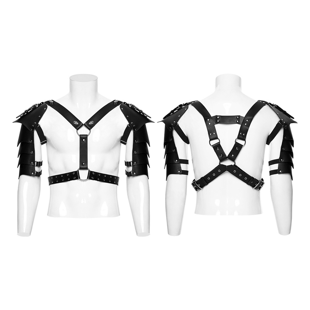Punk Black Leather Shoulder Armor Harness for Men