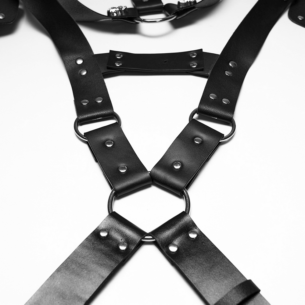 Punk Black Leather Shoulder Armor Harness for Men