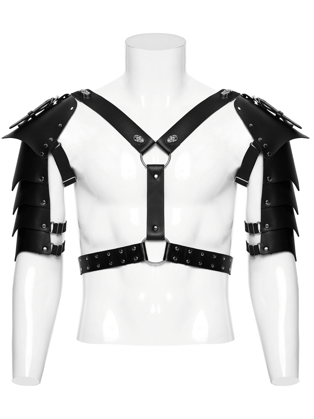 Punk Black Leather Shoulder Armor Harness for Men