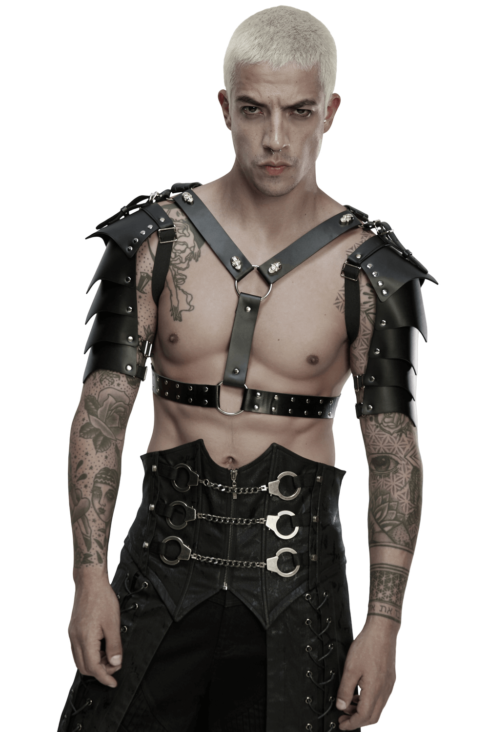 Punk Black Leather Shoulder Armor Harness for Men