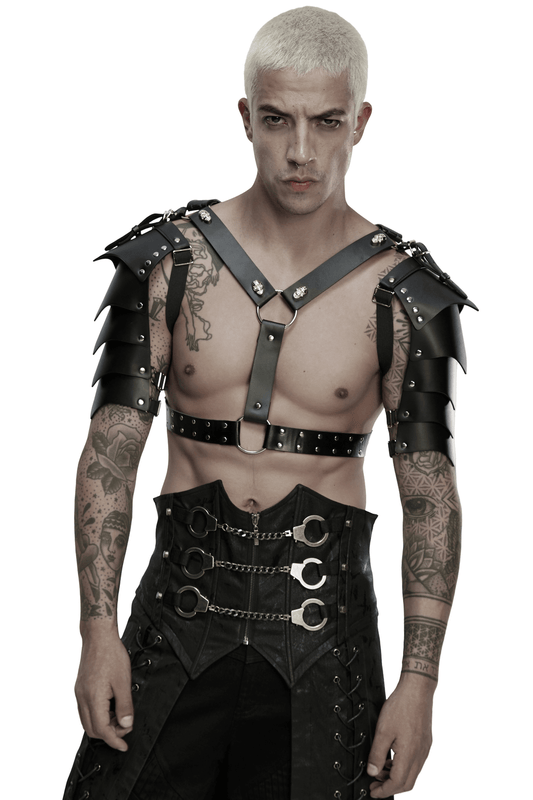 Punk Black Leather Shoulder Armor Harness for Men