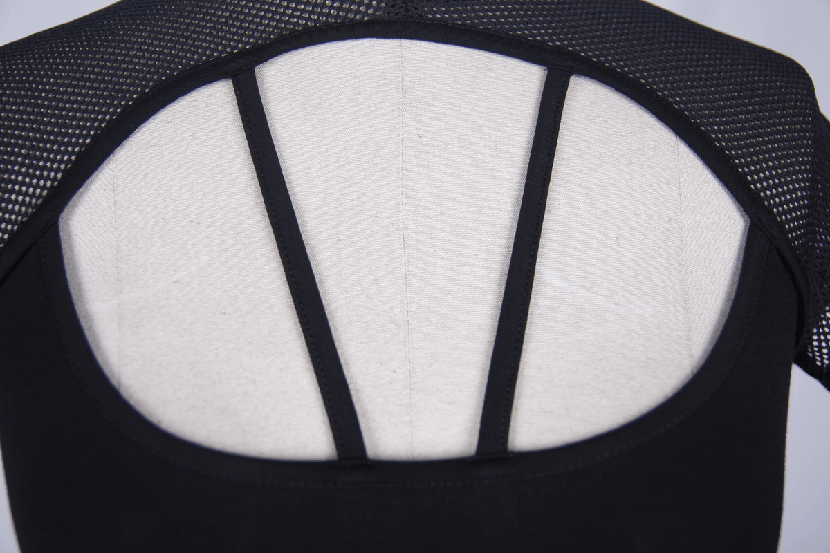 Punk Black Sexy Short Mesh Sleeve T-Shirt For Women / Gothic O-neck Cotton Backless Tees Tops