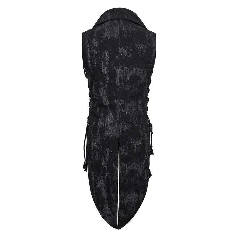 Punk Black Waistcoat with Lacing for Men / Stylish Male Zip Multi-Buckles Tail Waistcoats