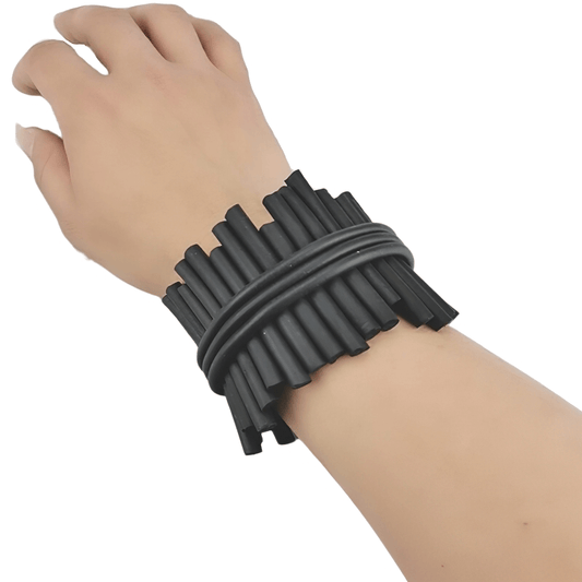Punk Black Wide Bracelets / Rock Style Silicone Bangles / Handmade Rubber Jewelry