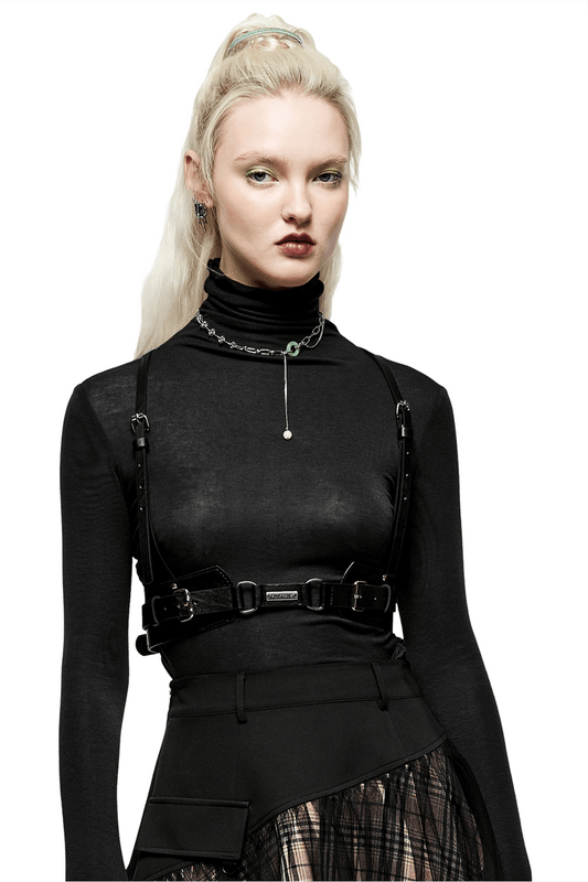 Punk Bold PU Leather Harness with Metal Detailing