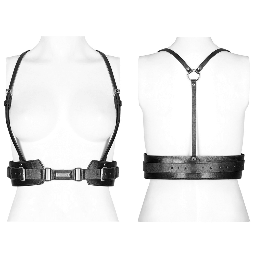 Punk Bold PU Leather Harness with Metal Detailing