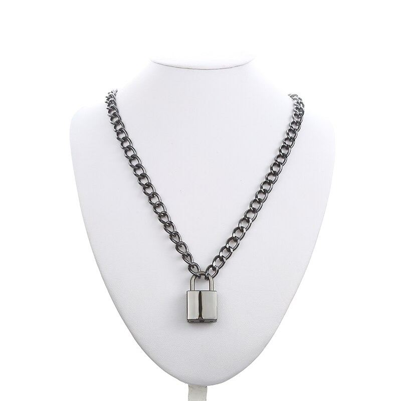 Punk chain with lock necklace for women and men / Aesthetic necklace with padlock pendant