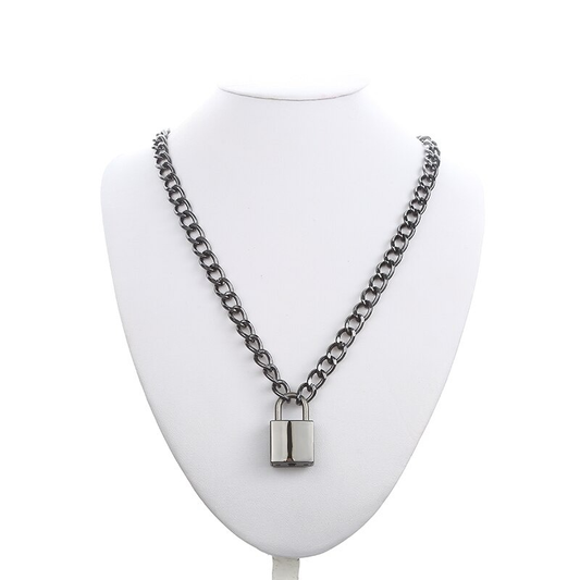 Punk chain with lock necklace for women and men / Aesthetic necklace with padlock pendant