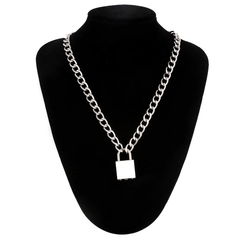 Punk chain with lock necklace for women and men / Aesthetic necklace with padlock pendant