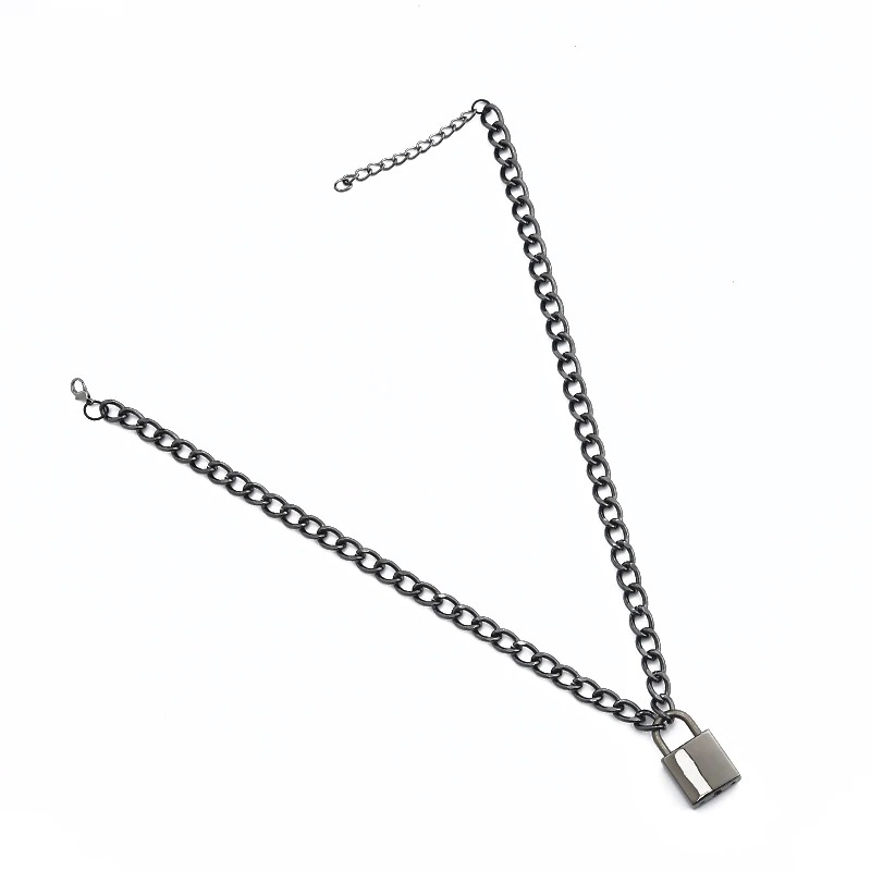 Punk chain with lock necklace for women and men / Aesthetic necklace with padlock pendant