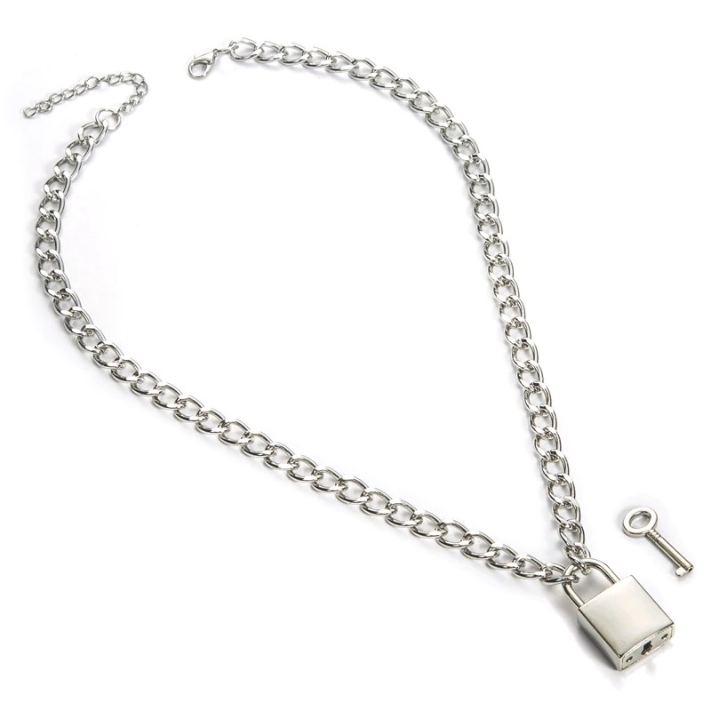Punk chain with lock necklace for women and men / Aesthetic necklace with padlock pendant