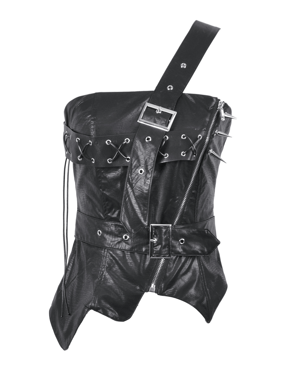 Punk Corset Top with Spiked Details and Zipper Closure