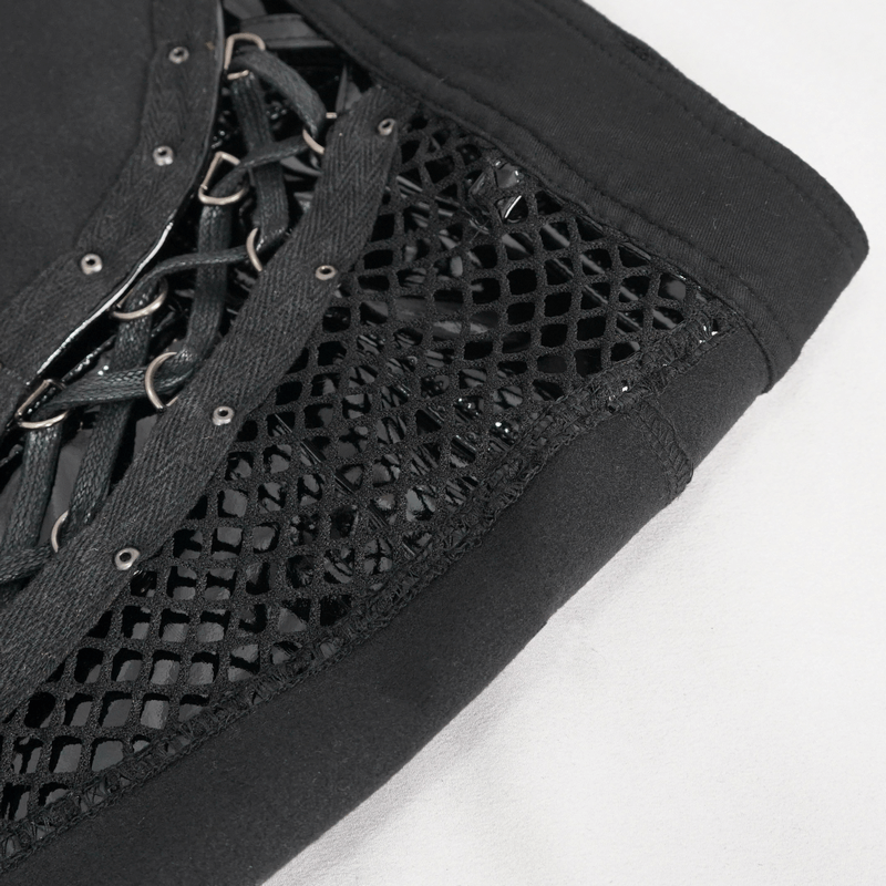 Punk Cut Out Patent Leather Shorts With Lace Up on Both Sides / Sexy Zipper Clothes