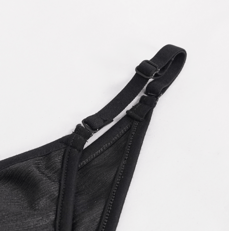 Punk Cutout Net Insert One-Piece Swimsuit / Women's Black Zipper Swimsuit