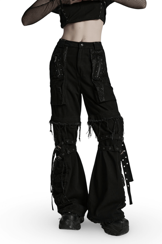 Punk Detachable Decadent Pants with Mesh and Stud Details