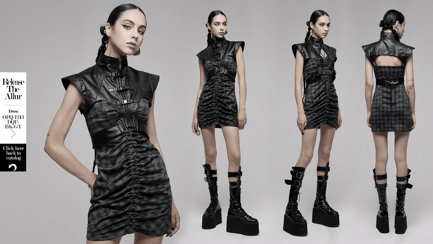 Punk Edgy Wide Shoulder Vest with Metal Accents