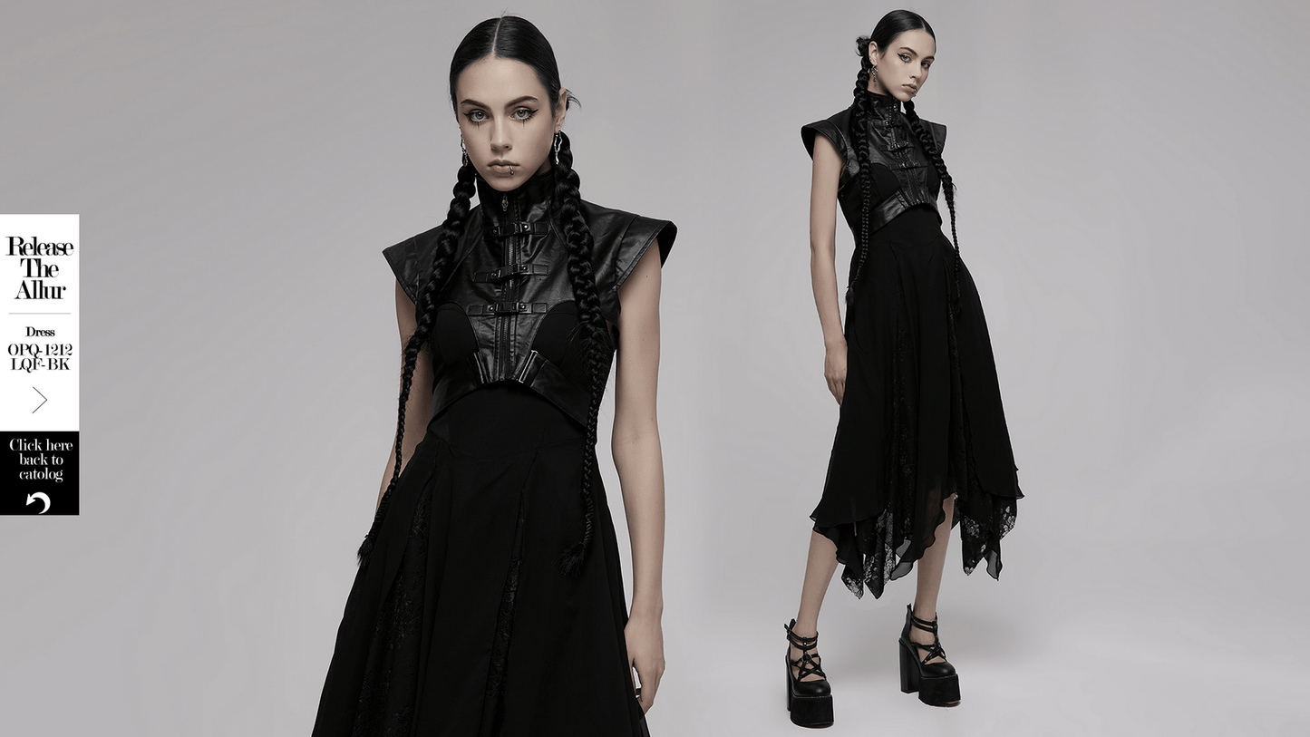 Punk Edgy Wide Shoulder Vest with Metal Accents