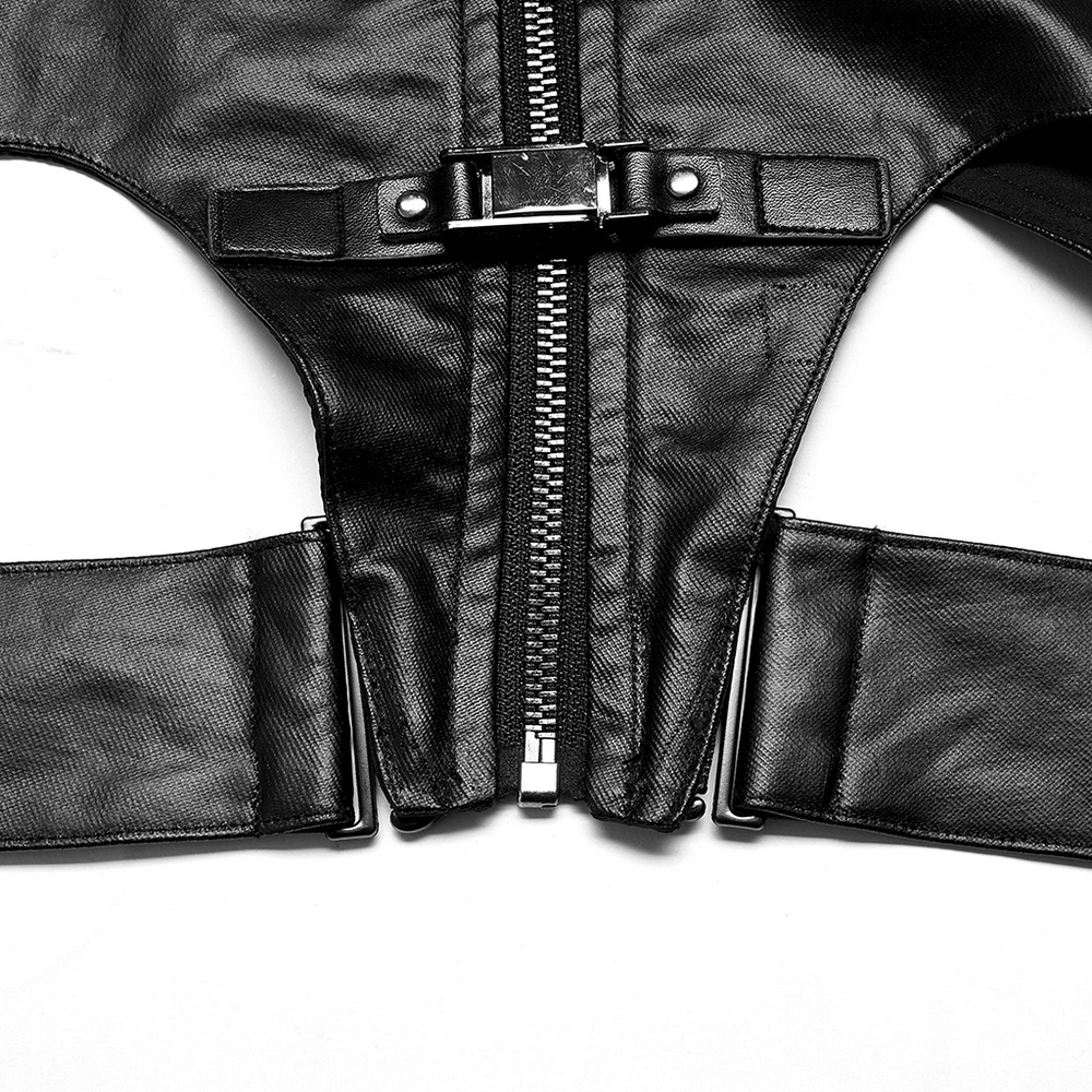 Punk Edgy Wide Shoulder Vest with Metal Accents