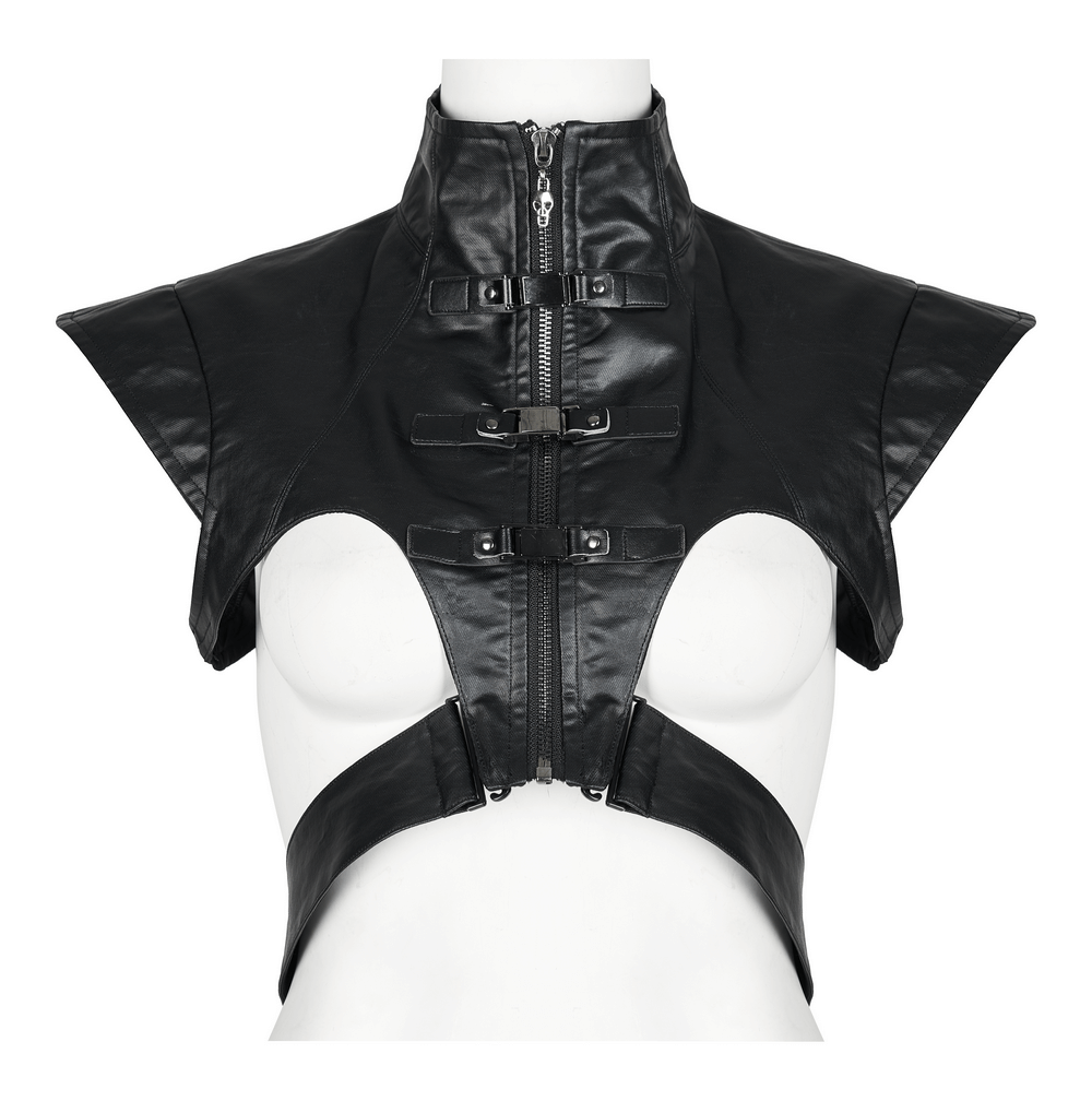 Punk Edgy Wide Shoulder Vest with Metal Accents