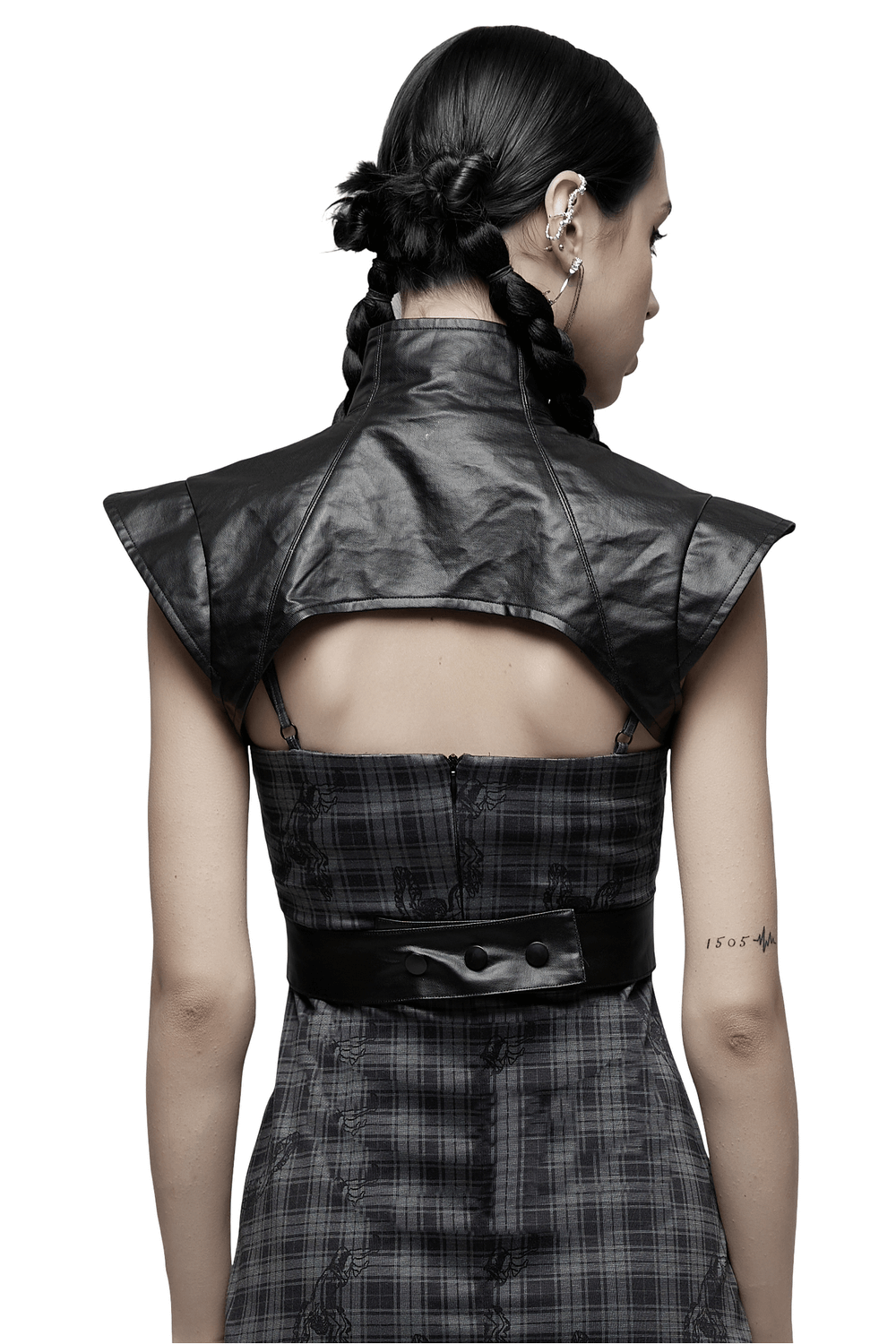 Punk Edgy Wide Shoulder Vest with Metal Accents