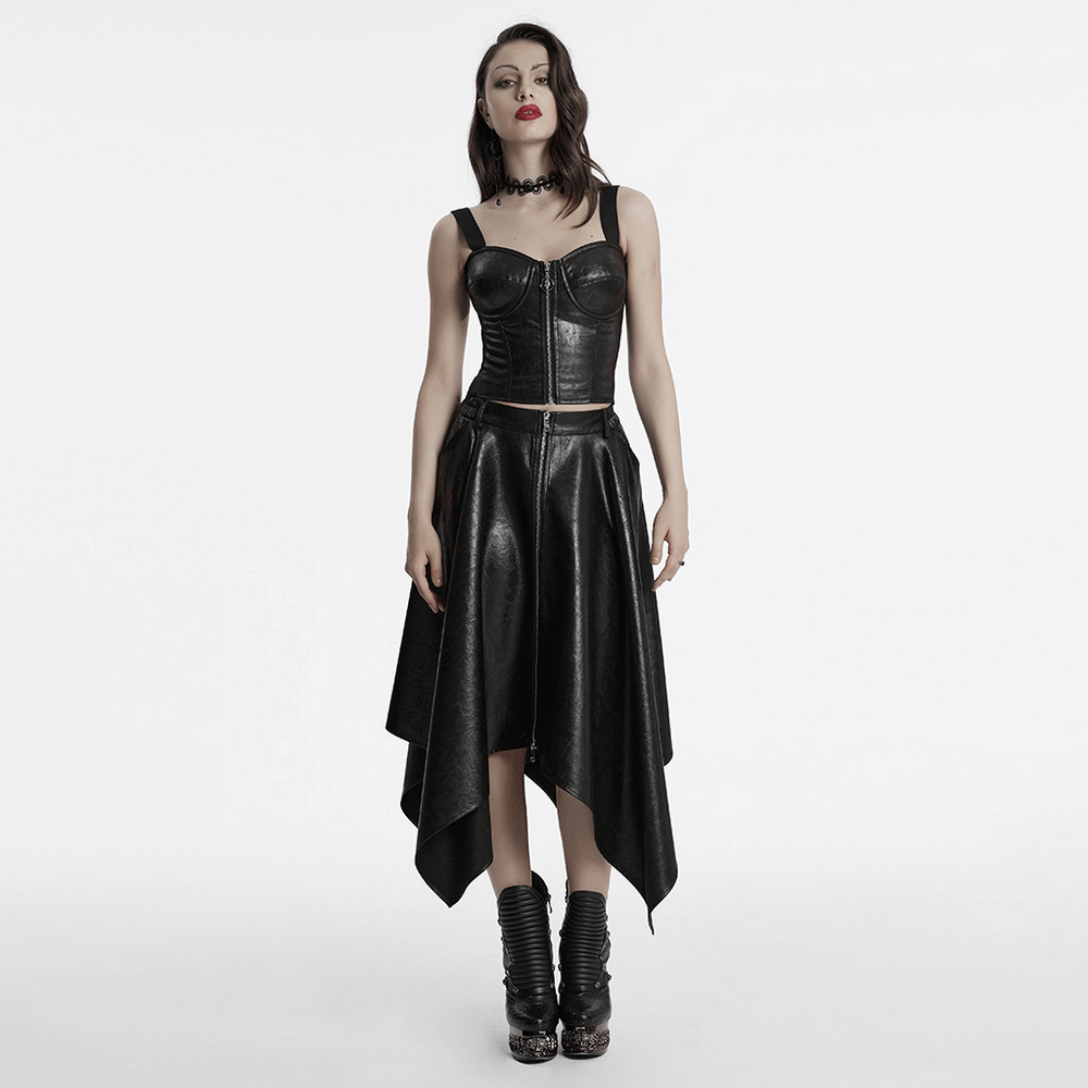 Punk Faux Leather Waistcoat with Adjustable Straps