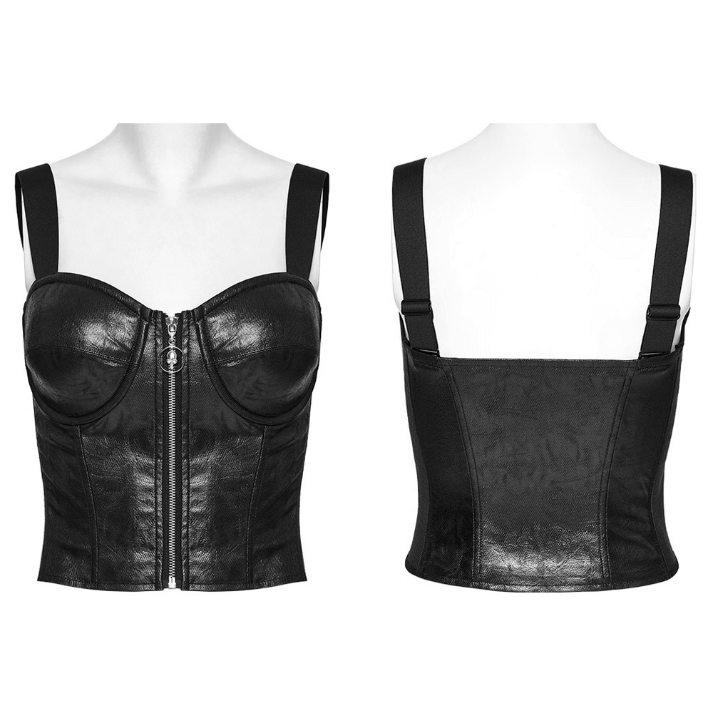 Punk Faux Leather Waistcoat with Adjustable Straps