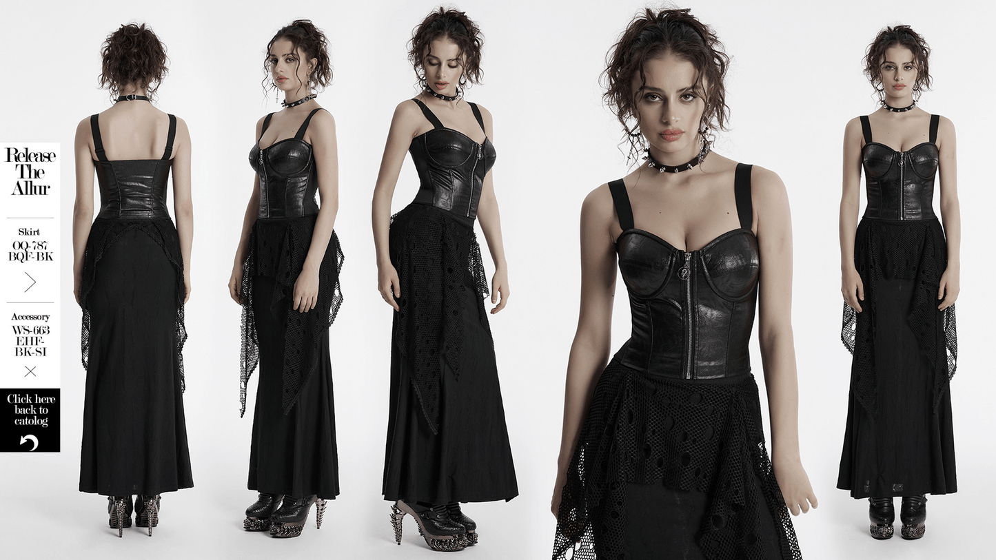 Punk Faux Leather Waistcoat with Adjustable Straps
