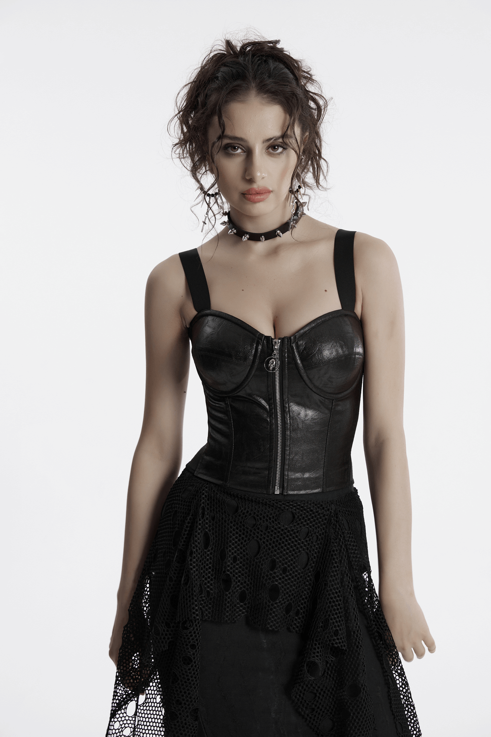 Punk Faux Leather Waistcoat with Adjustable Straps