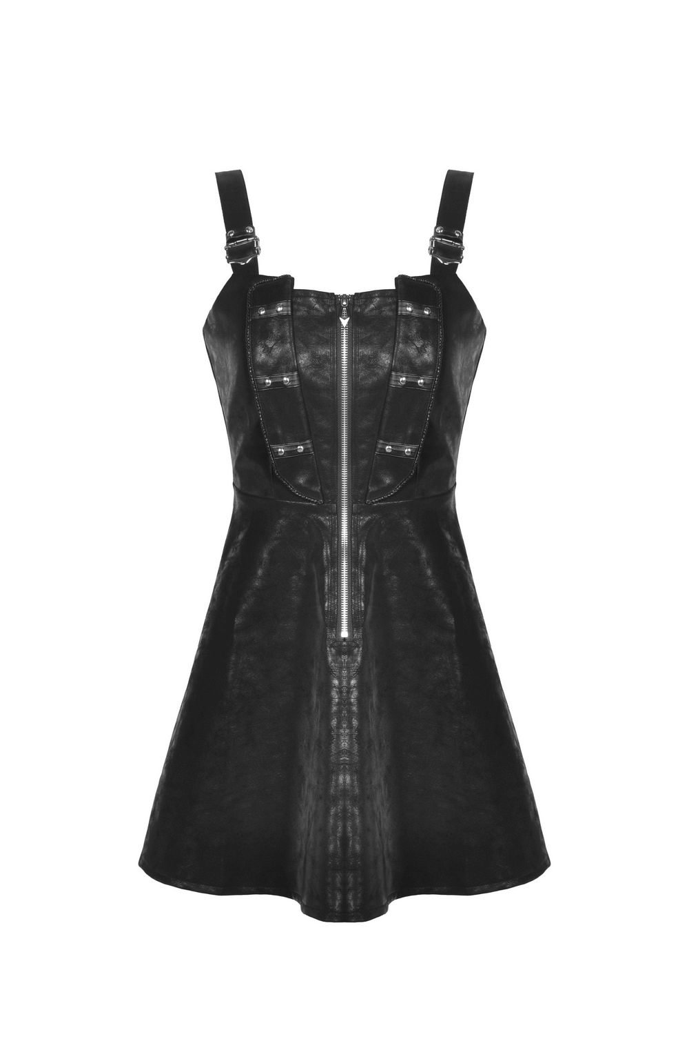 Punk Faux Leather Strap Detail Mini Dress for Women
