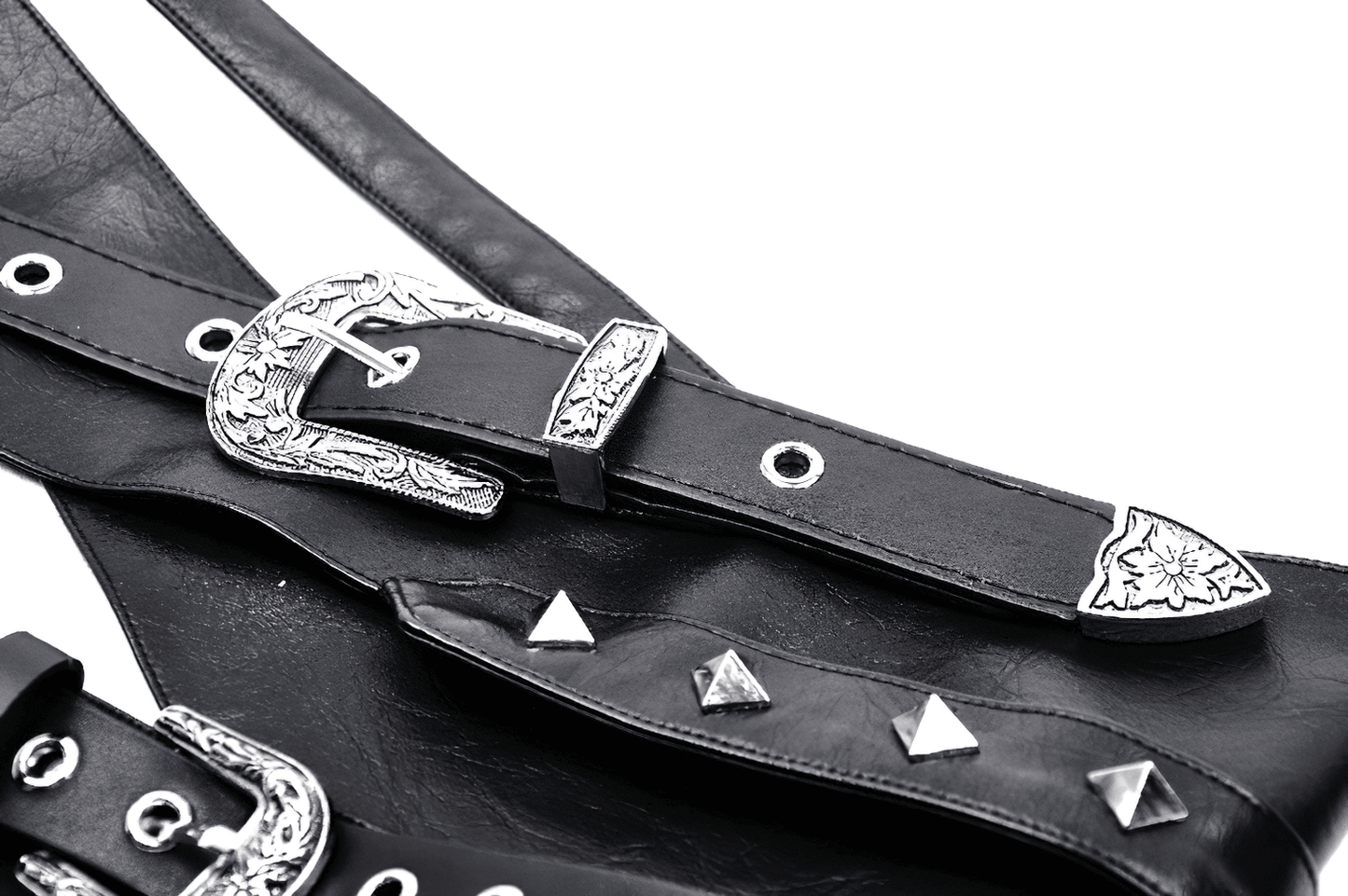 Punk Female PU Leather Corset Belt with Silver Buckles