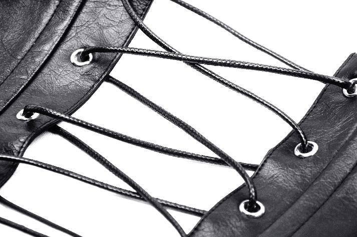 Punk Female PU Leather Corset Belt with Silver Buckles