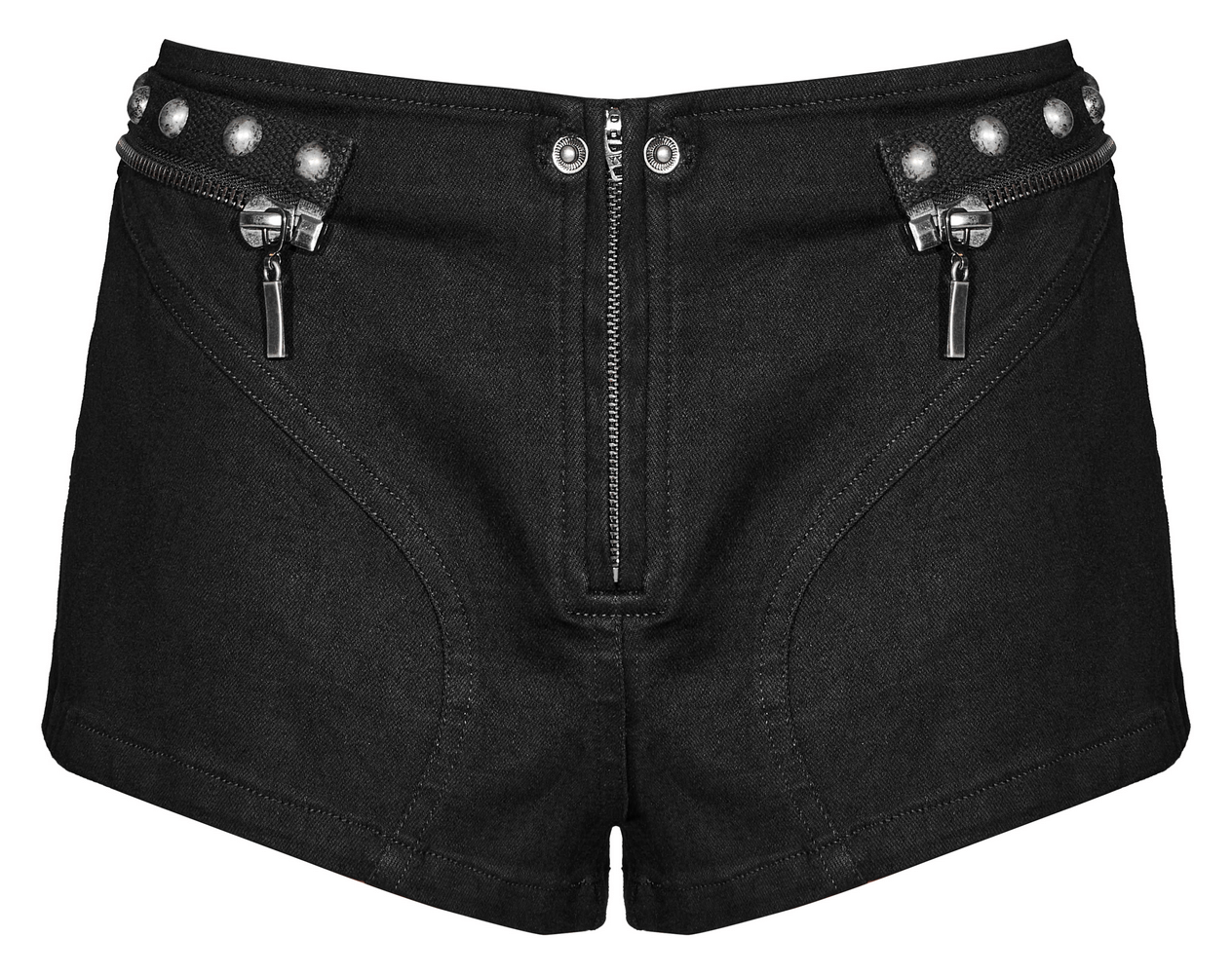 Punk Female Riveted Shorts with Detachable Cargo Pockets