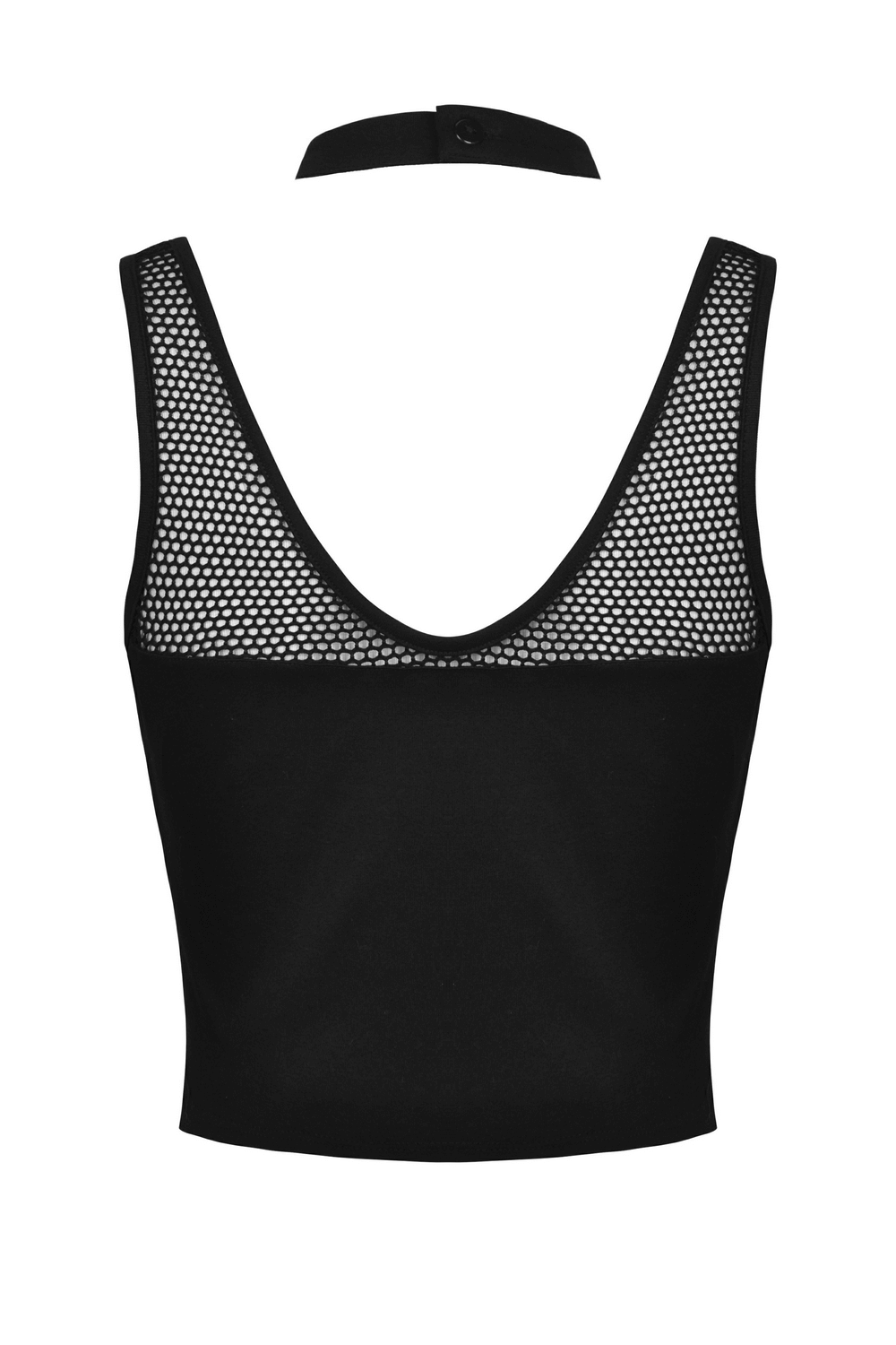 Punk Female Sleeveless Crop Top with Ribcage Mesh Detailing