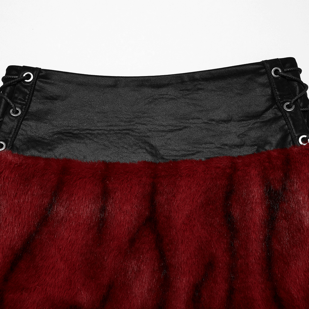 Punk Flame Tie-Dyed Faux Leather and Fur Skirt
