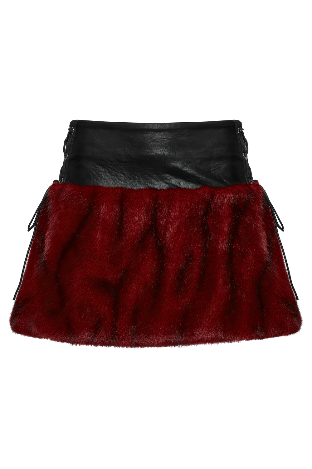 Punk Flame Tie-Dyed Faux Leather and Fur Skirt