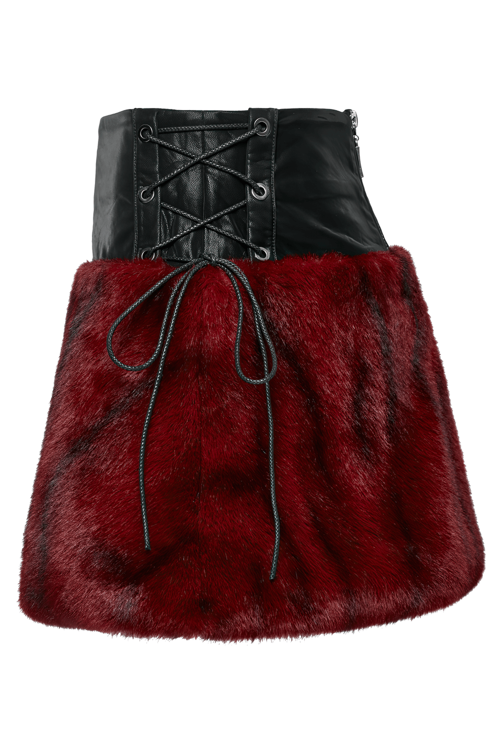 Punk Flame Tie-Dyed Faux Leather and Fur Skirt