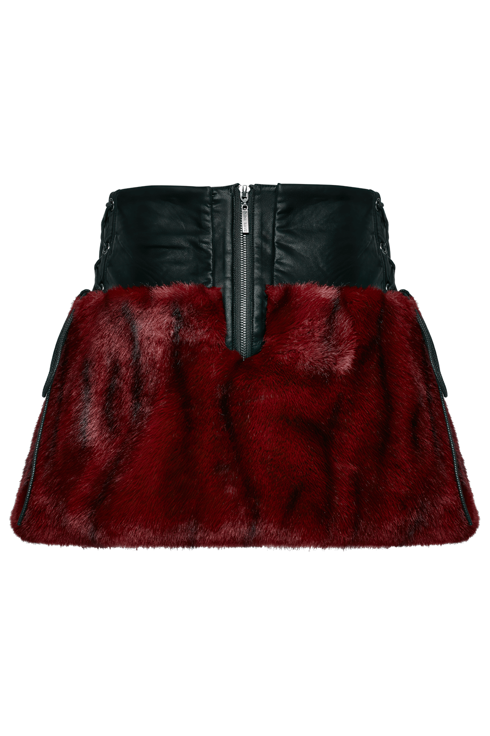 Punk Flame Tie-Dyed Faux Leather and Fur Skirt
