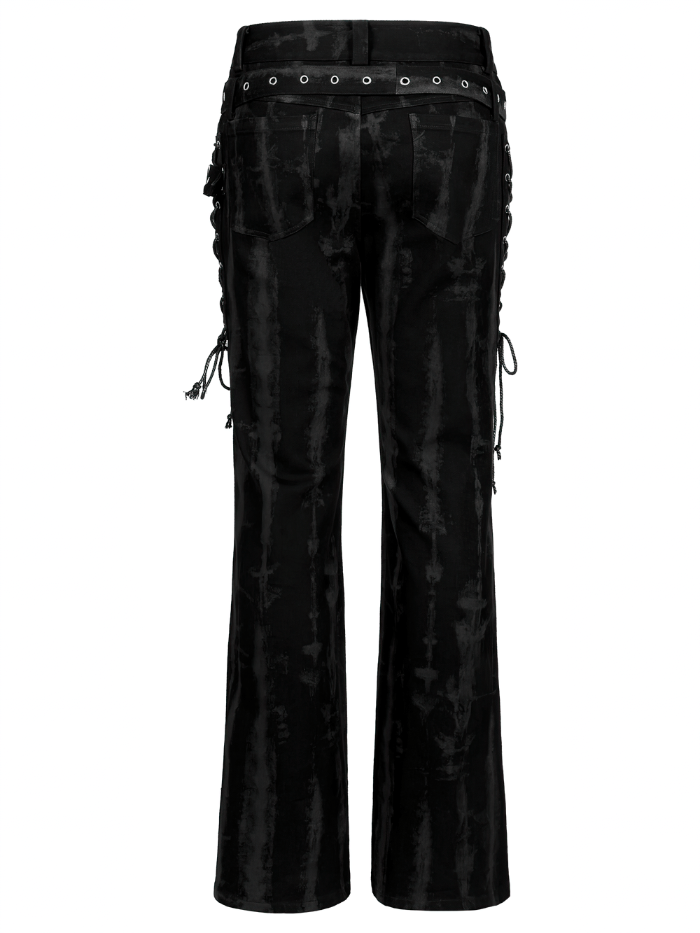 Punk Flare Trousers with Detachable Belt and Drawstrings