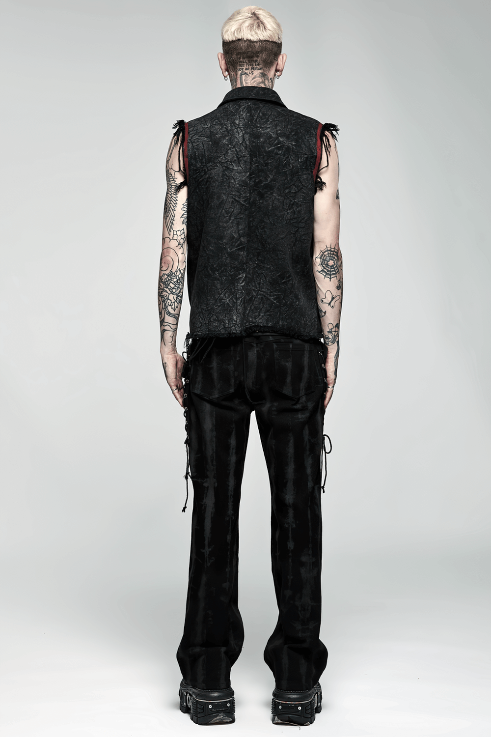 Punk Flare Trousers with Detachable Belt and Drawstrings