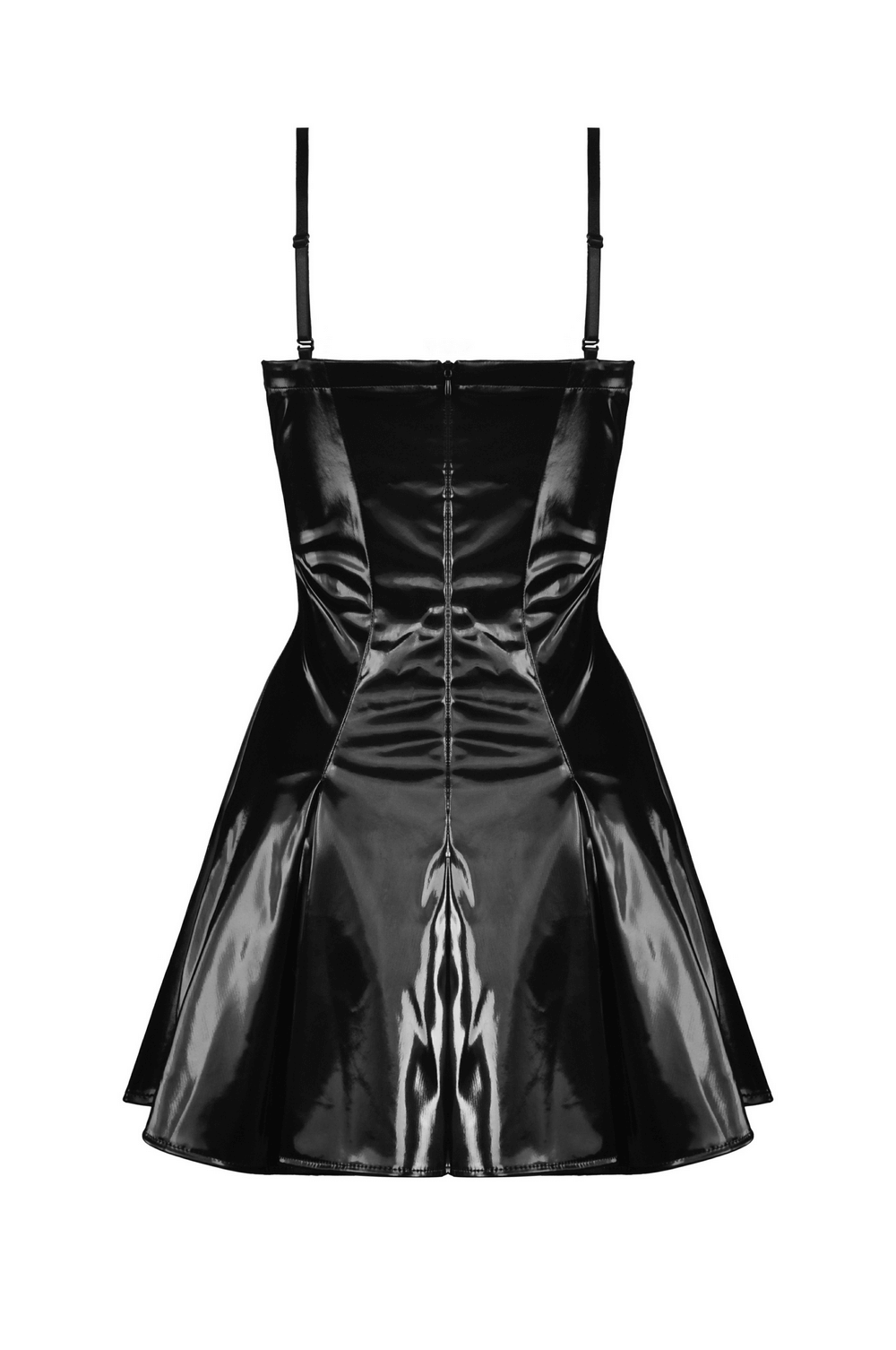 Punk Glossy Vinyl Lace-Up Mini Dress with Buckles